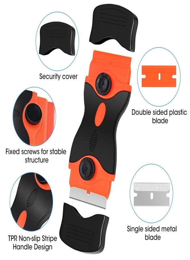 Serplex مكشطة شفرات الحلاقة Serplex®، عبوة من 3 قطع، تتضمن 20 شفرة حلاقة بلاستيكية و20 شفرة معدنية، أداة إزالة الغراء لإزالة الملصقات والعلامات من الجدران والزجاج. - Image 2